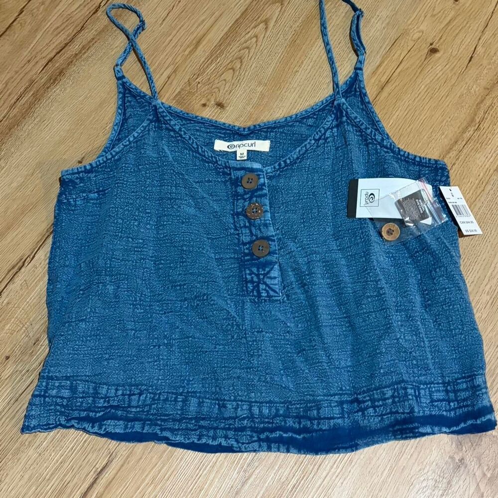 Rip-curl Women's Blue Cami Tank Top NEW button details chambray